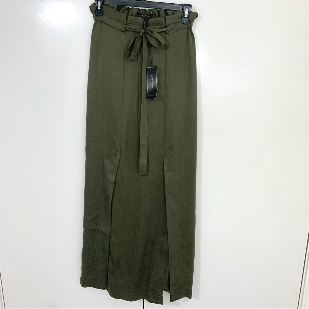 NWT BCBG paper bag waist maxi skirt OLIVE - Picture 1 of 3